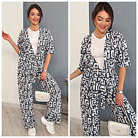 Літній жіночий костюм кофта штани штапель