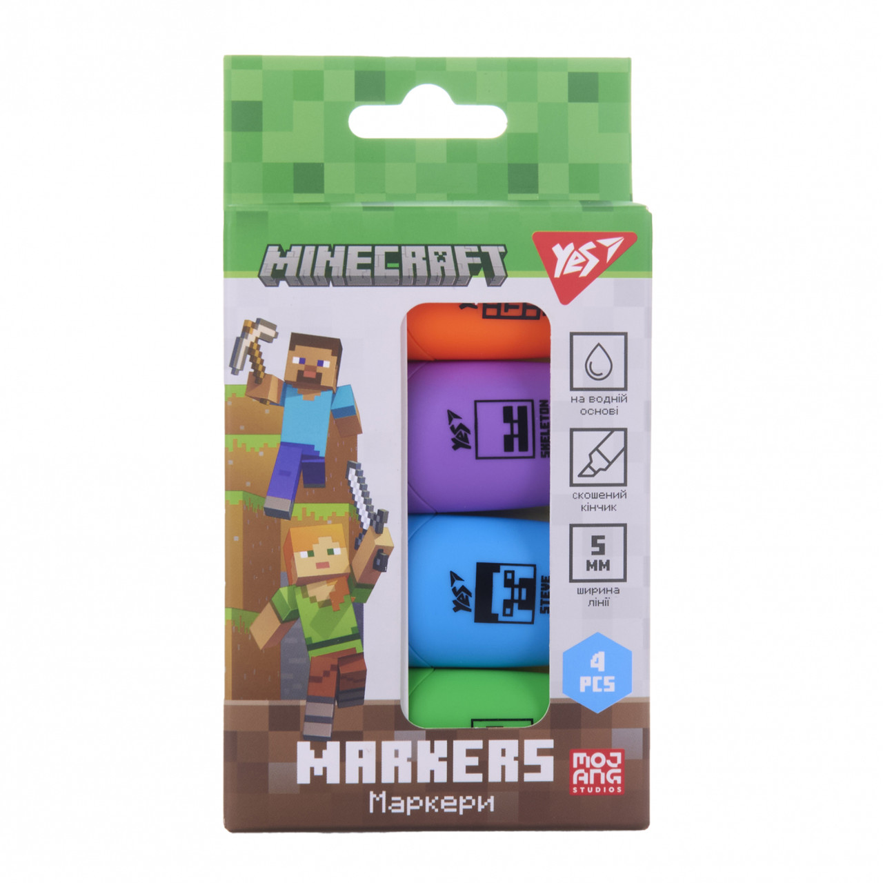 Набір текстових маркерів Yes "Minecraft" в наборі, 4 шт., 391095, фото 1