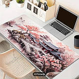 Килимок для миші з дизайном будинка,гір та сакури, розмір 80/30, фото 2