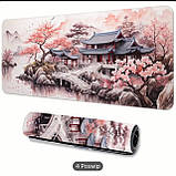 Килимок для миші з дизайном будинка,гір та сакури, розмір 80/30, фото 3