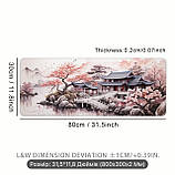 Килимок для миші з дизайном будинка,гір та сакури, розмір 80/30, фото 6