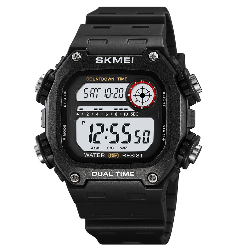 Skmei 2126 чорний з білим чоловічий спортивний годинник, фото 1