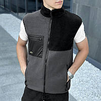 Демісезонна флісова жилетка темно-сіра з чорними вставками Pobedov Wolf