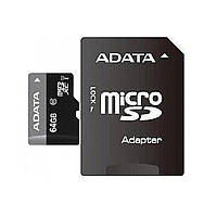 Карта пам'яті microSDXC (UHS-1) A-DATA Premier 64Gb Class 10 (R-100Mb/s)  (adapter SD)