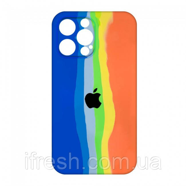 Силіконовий чохол для iPhone 13 Pro - Rainbow, Різнокольоровий / Синій, фото 1