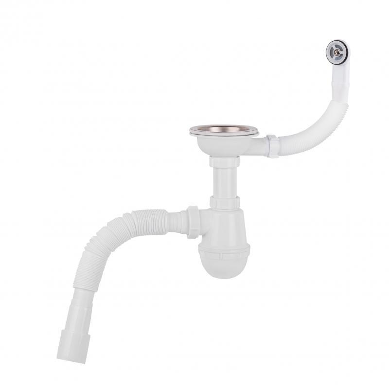 Сифон для кухонної мийки Lidz (WHI) 60 05 M001 01 EURO (вихід 50 мм)
