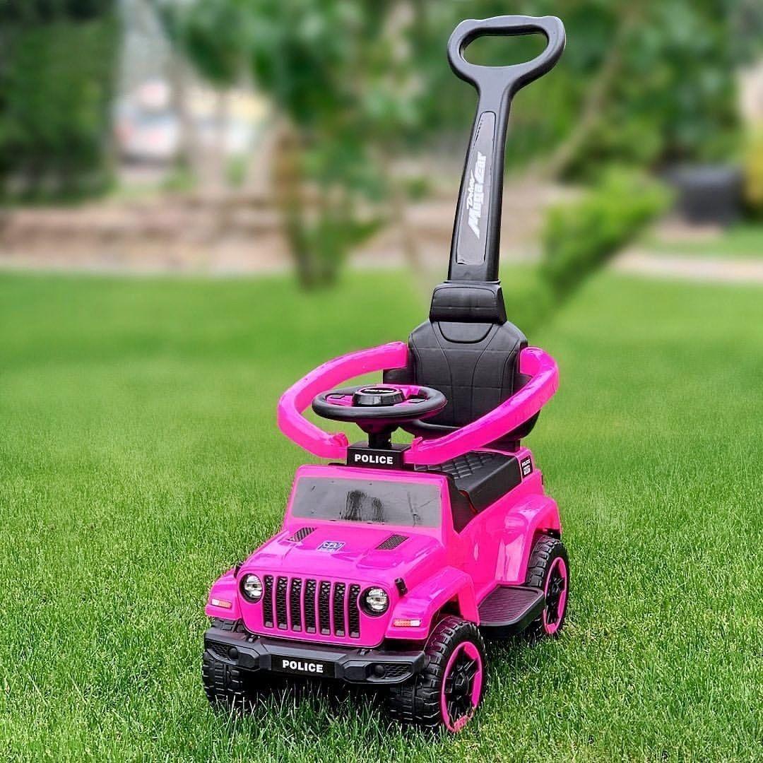 Дитяча каталка-толокар Bambi М 4288 Police з батьківською ручкою 2 в 1 рожевий, фото 1