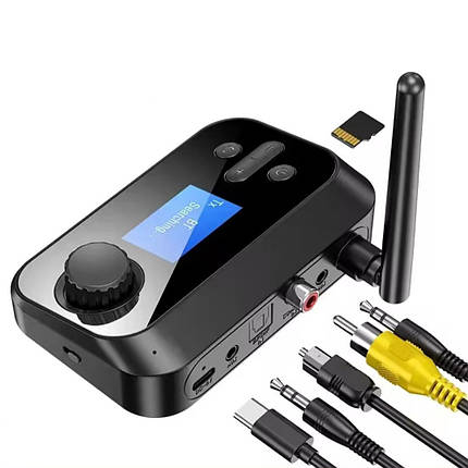 Програвач NFC Bluetooth 5.0 С41 аудіо приймач, передавач 3.5mm, RCA, AUX,TF, фото 1