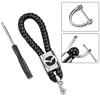 Брелок для ключів з логотипом MAZDA плетений ЧОРНИЙ (з викруткою)