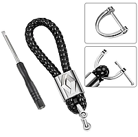 Брелок для ключів з логотипом RENAULT плетений ЧОРНИЙ (з викруткою)