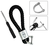 Брелок для ключів з логотипом ВАЗ LADA Лада плетений ЧОРНИЙ (з викруткою)