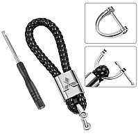 Брелок для ключів з логотипом MITSUBISHI плетений ЧОРНИЙ (з викруткою)