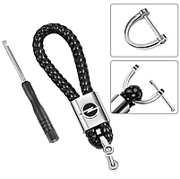 Брелок для ключів з логотипом OPEL плетений ЧОРНИЙ (з викруткою)