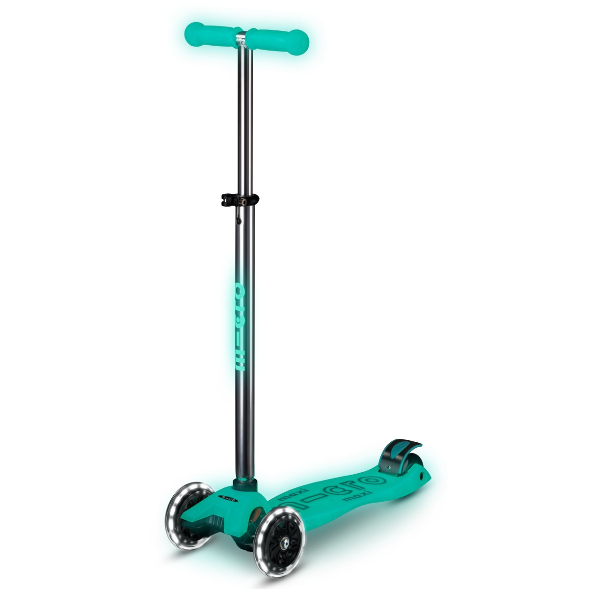 Триколісний Дитячий Самокат Micro Maxi Deluxe Glow LED Желейний зелений [MMD365], фото 1