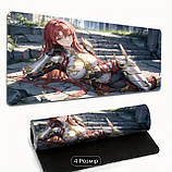 Великий килимок для миші з дизайном аніме дівчини в обладунках, розмір 60/30, фото 3