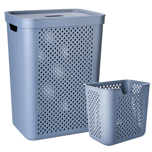 Кошик для білизни 45л з органайзером сірий мат Simple Алеана, фото 1