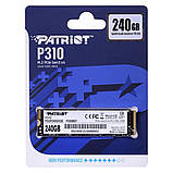 Накопичувач SSD M.2 Patriot P310 240GB NVMe 2280 PCIe 3.0 3D TLC, фото 3