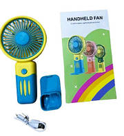 Ручний портативний вентилятор Hand Mini Fan на акумуляторі з ручкою т підставкою мінівентилятор USB Жовтий