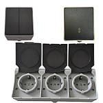 Вимикачі та розетки накладна серія SURFACE IP54 (сіро-чорний)