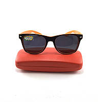 Сонцезахисні окуляри RAY BAN чорні глянсові з жовтогарячими дужками з логотипом