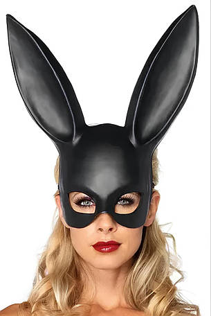 Маска кролика PlayBoy RESTEQ 36 см - чорна матова костюмна маска для вечірок, косплею та Геловіну, фото 1