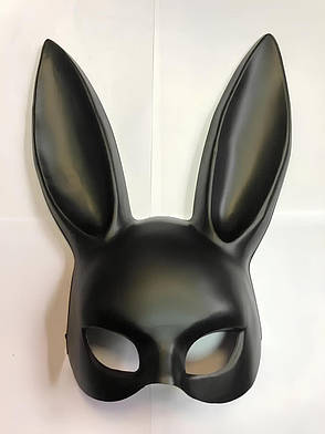 Маска кролика PlayBoy RESTEQ 36 см - чорна матова костюмна маска для вечірок, косплею та Геловіну, фото 3