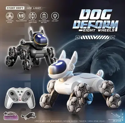 Робот собачка на р/у Робопес трансформація коліс Трюковий пес кіборг Інтерактивна розумна собака музика світло