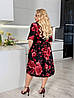 Простора зручна сукня приталена з резинкою, з принтом квітів, батал великі розміри, фото 3