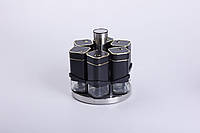 Набір для спецій карусель 6 шт 120 мл скло чорний на підставці, Баночки для спецій набір кухонний