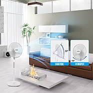 Вентилятор підлоговий на круглій ніжці з регульованою висотою Shihud Білий 3 швидкості, фото 5