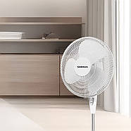 Вентилятор підлоговий на круглій ніжці з регульованою висотою Shihud Білий 3 швидкості, фото 7