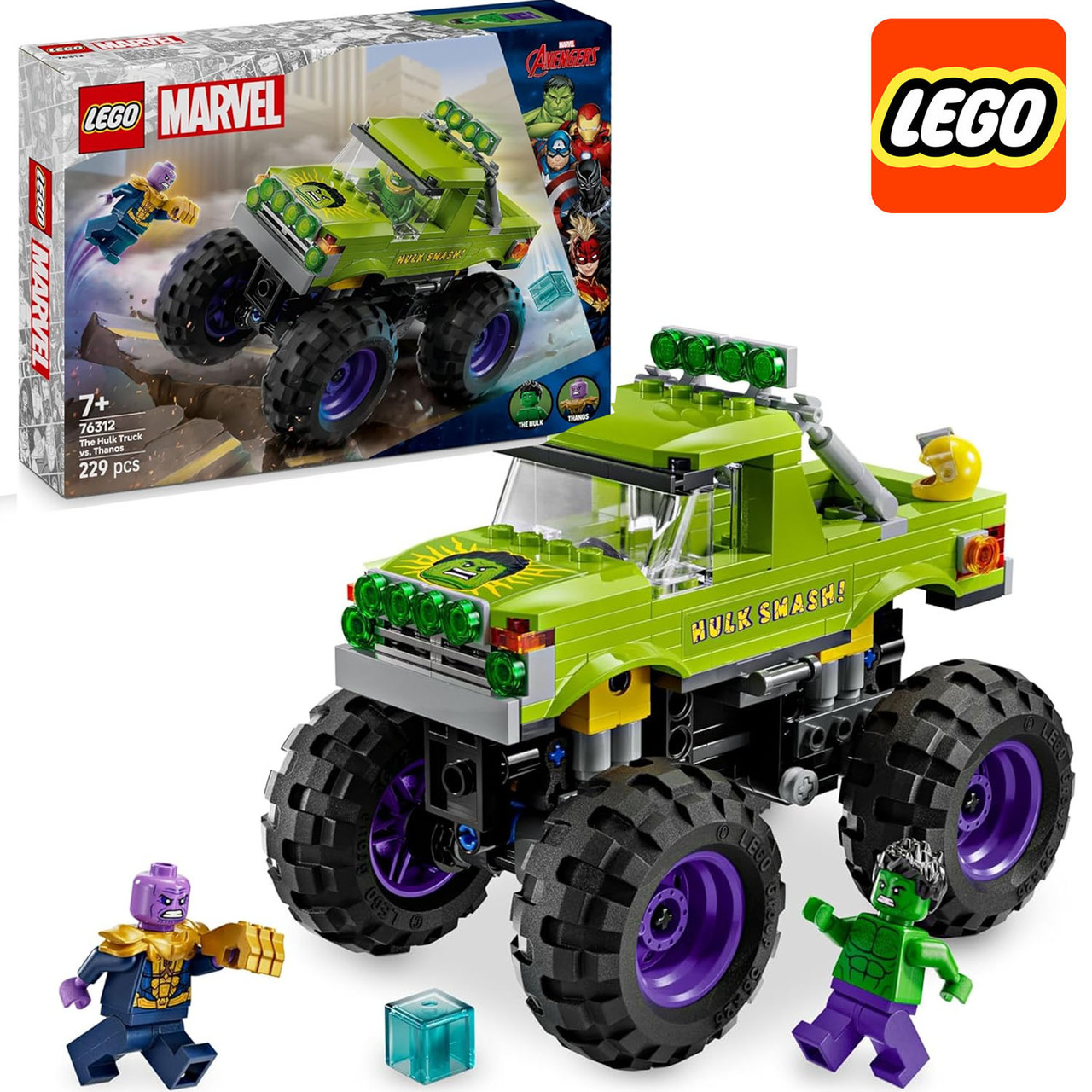 Конструктор Лего Марвел Супер Герої: Грузовик Халка проти Таноса Lego Super Heroes 76312