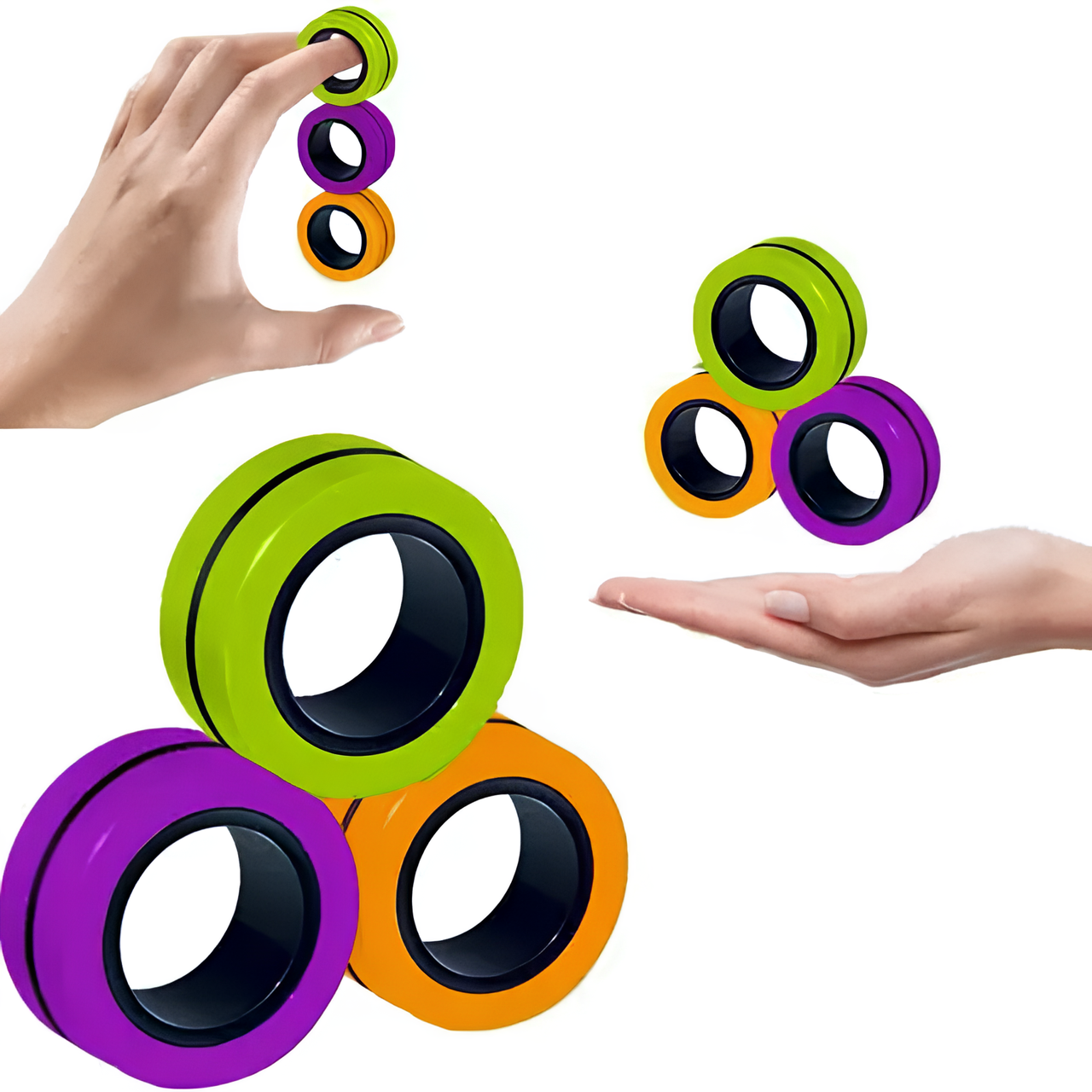 Іграшка-антистрес Магнітні кільця RESTEQ — набір з 3 кілець з магнітом для трюків, фокусів та зняття напруги