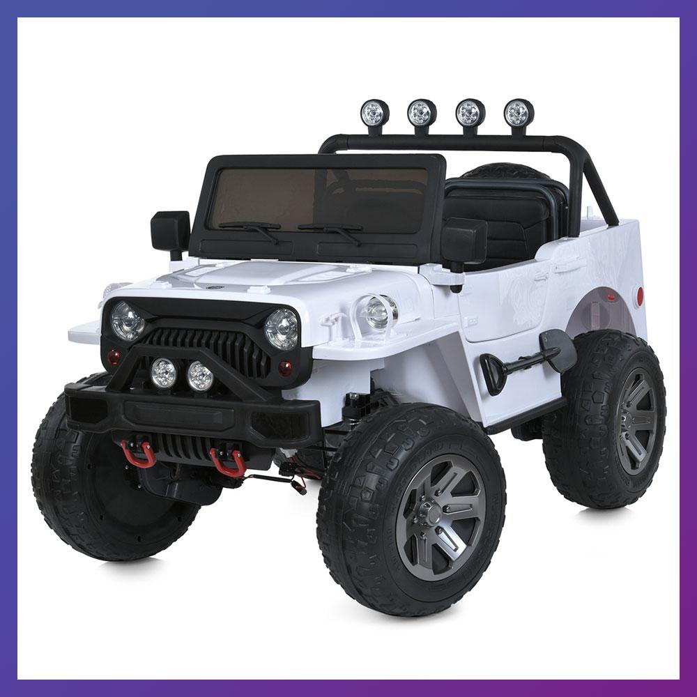 Дитячий електромобіль на акумуляторі Джип Jeep M 6069 з пультом радіокерування для дітей 3-8 років Білий, фото 1