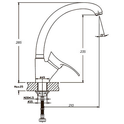 Змішувач для кухні Haiba GERMES 777 (HB0144), фото 2