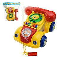 Каталка «Машинка-телефончик» 705 розвивальна іграшка з мотузкою, рахівницею і звуками