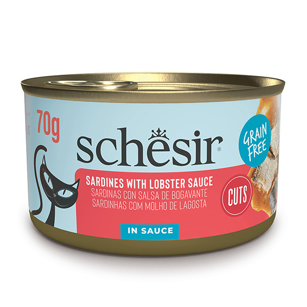 Schesir Grill Sardines with Lobster sauce ШЕЗІР САРДИНА З ЛОБСТЕРОМ в соусі натуральні консерви беззерновий корм для котів, банка, фото 1