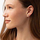 Сережки — пусети "Клівер" із фіанітами (жовте 
золото) с09176, фото 2