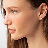 Сережки — пусети "Клівер" із фіанітами (жовте 
золото) с09176, фото 3