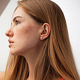 Сережки — пусети "Клівер" із фіанітами (жовте 
золото) с09176, фото 6