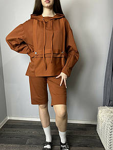 Шорти бермуди жіночі спортивні Human теракотовий Modna KAZKA MKSH2439-2