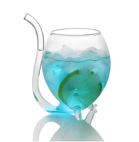 Келих RESTEQ для вина та інших напоїв оригінальної форми, скляна трубка 300 мл., фото 1