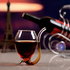 Келих RESTEQ для вина та інших напоїв оригінальної форми, скляна трубка 300 мл., фото 5