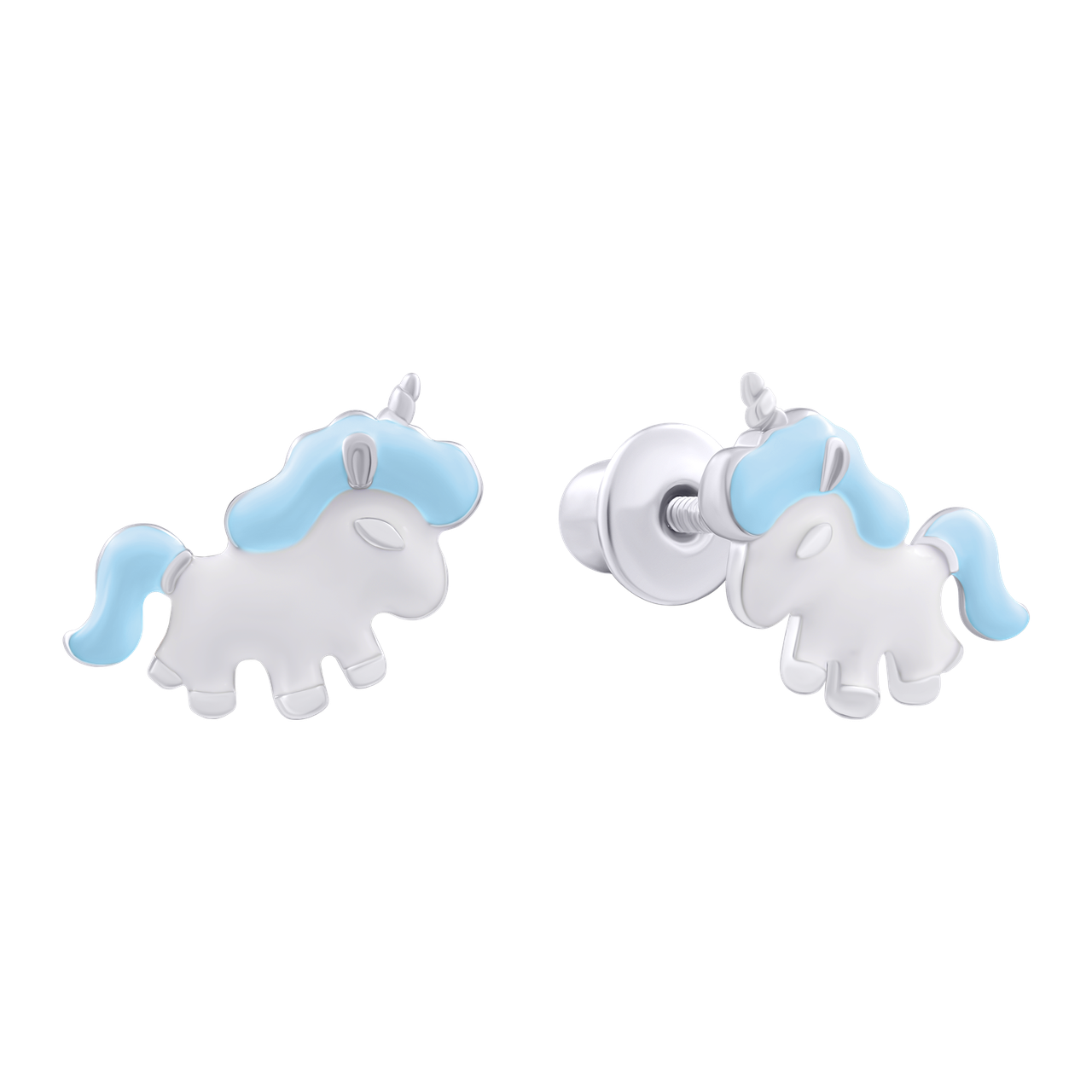 UmaUmi Сережки Єдиноріг блакитний, фото 1