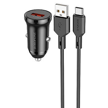 Автомобільний зарядний пристрій USB-A 1xPorts Borofone BZ18 QC3.0 + кабель USB to Type-C