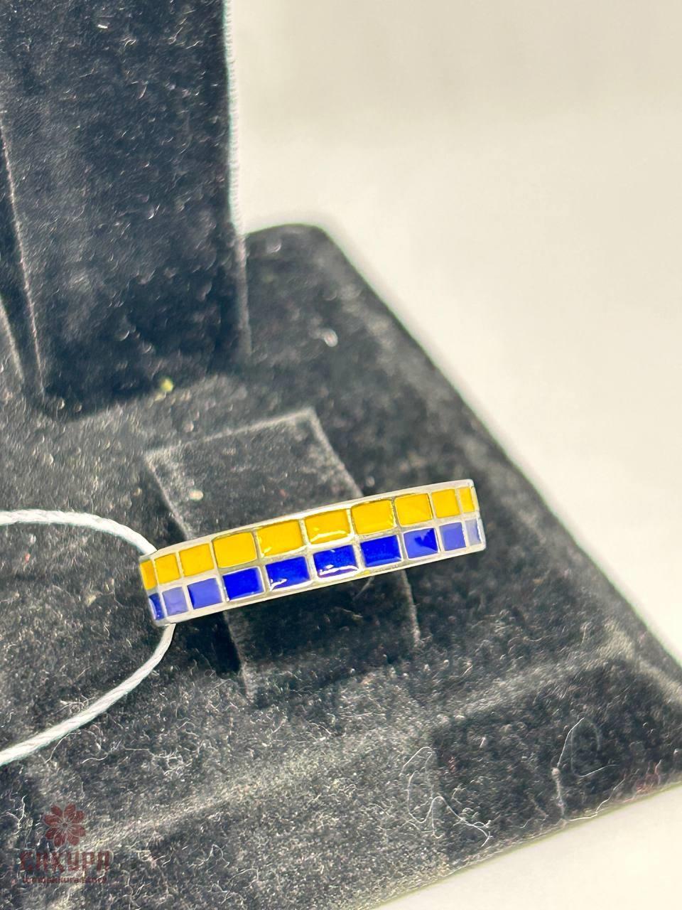 Срібна Каблучка зі вставкою емаль, фото 1