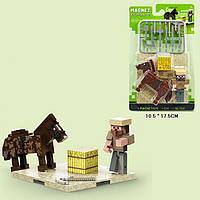 Конструктор магнітний T9948 D Minecraft Майнкрафт житель, кінь, блок, зброя, з магнітною підставкою, 10 детал