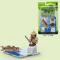 Конструктор магнітний T9942 E Minecraft Майнкрафт Рибалка, сом, блок, зброя, з магнітною підставкою, 10 детал
