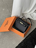 Сумка жіноча Hermes Kelly min чорний 18,5см, фото 3
