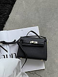 Сумка жіноча Hermes Kelly min чорний 18,5см, фото 5